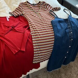 Alya Red, Multicolor, and Blue Mini Dresses